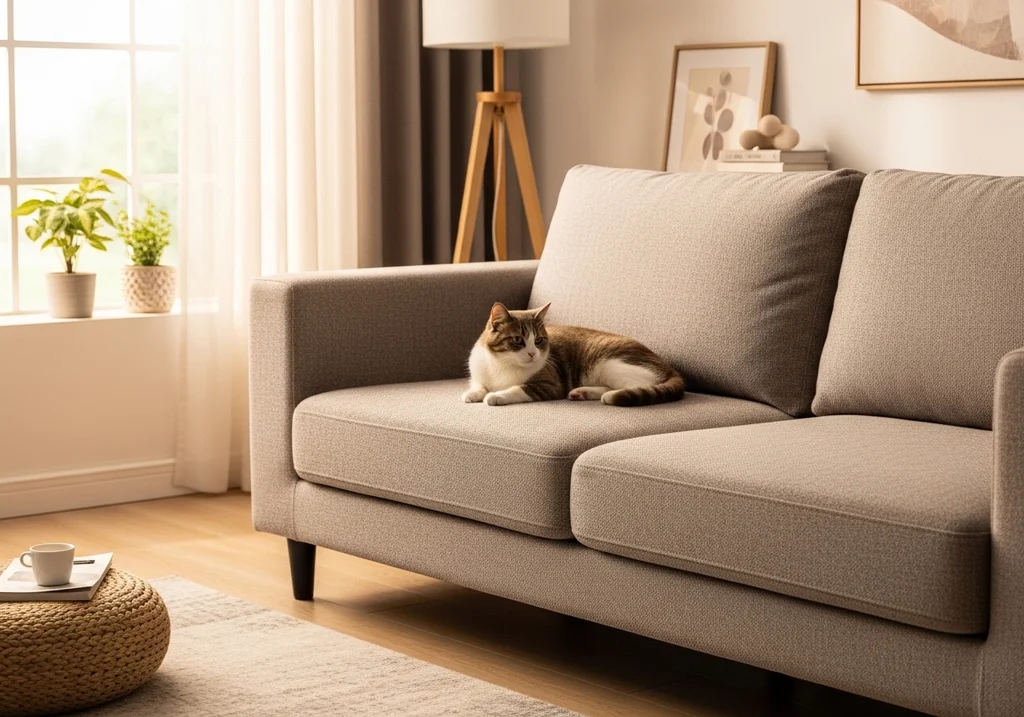 salon confortable chat sofa