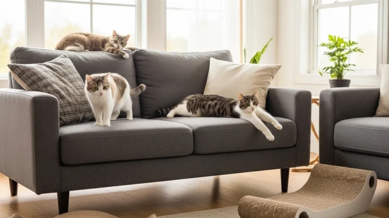 Quel canapé choisir quand on a un chat pour limiter griffures, poils et taches ?