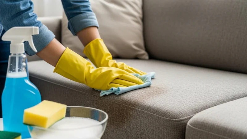 Nettoyer une tache sur un canapé en tissu sans l’abîmer : méthodes sûres selon la tache et le textile