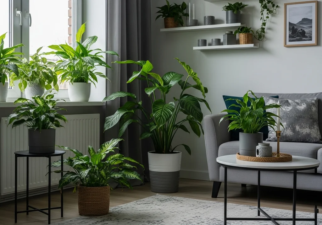 salon confortable plantes